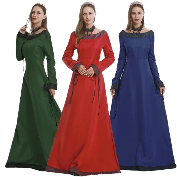 Medieval Gothic Cosplay Costumes For Women Halloween Carnival Party Performance Long Sleeve Middle Ages Renaissance Dresses